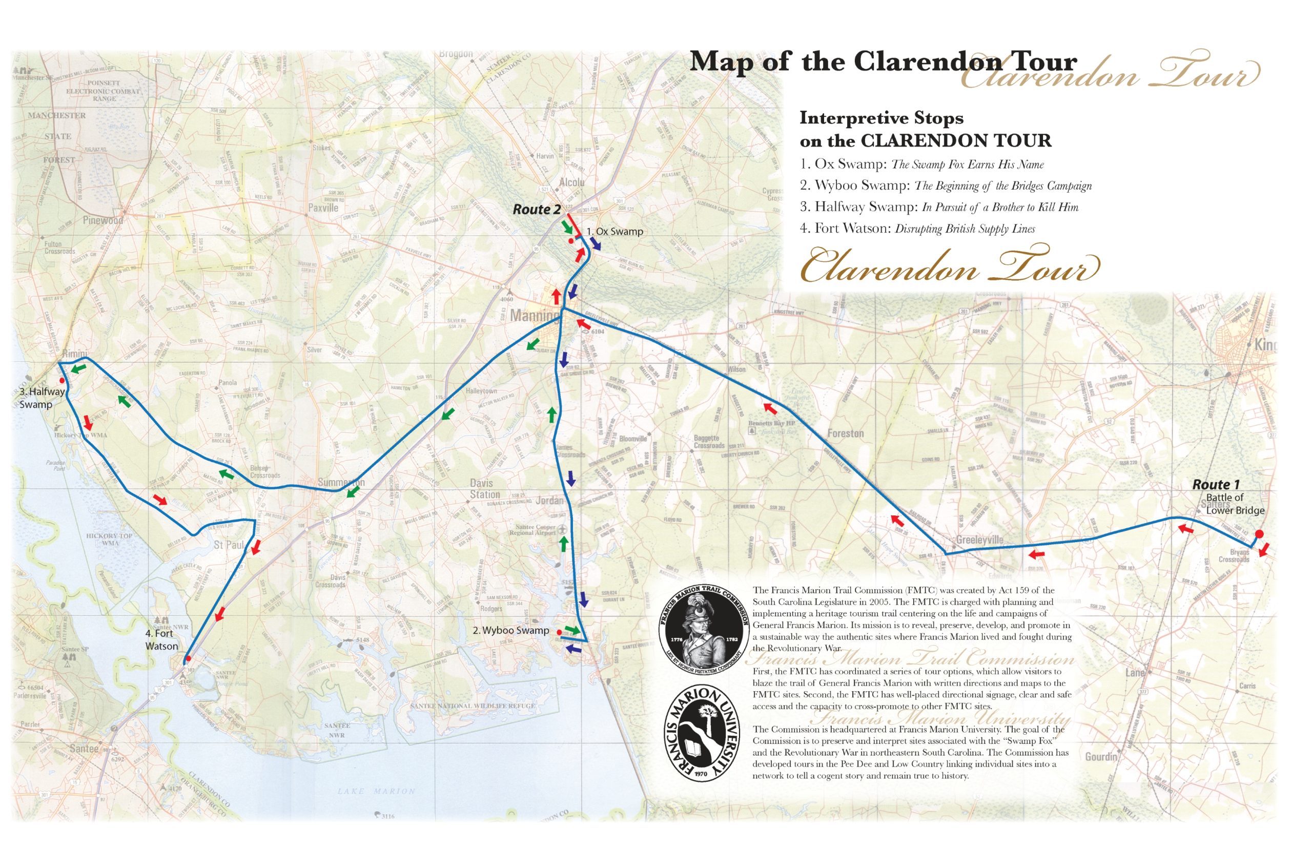 Clarendon Tour Map