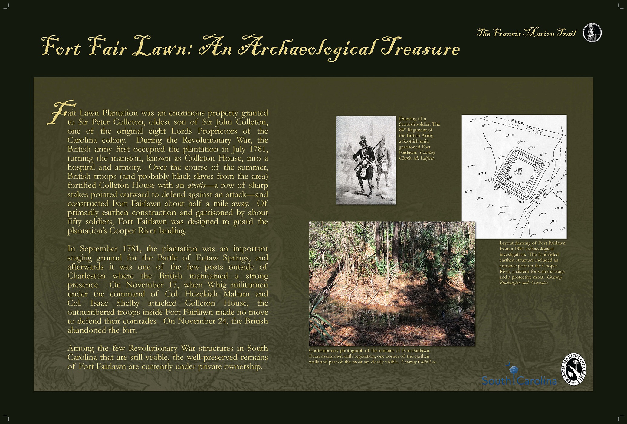 Fort Fairlawn and the Colleton Mansion historical marker